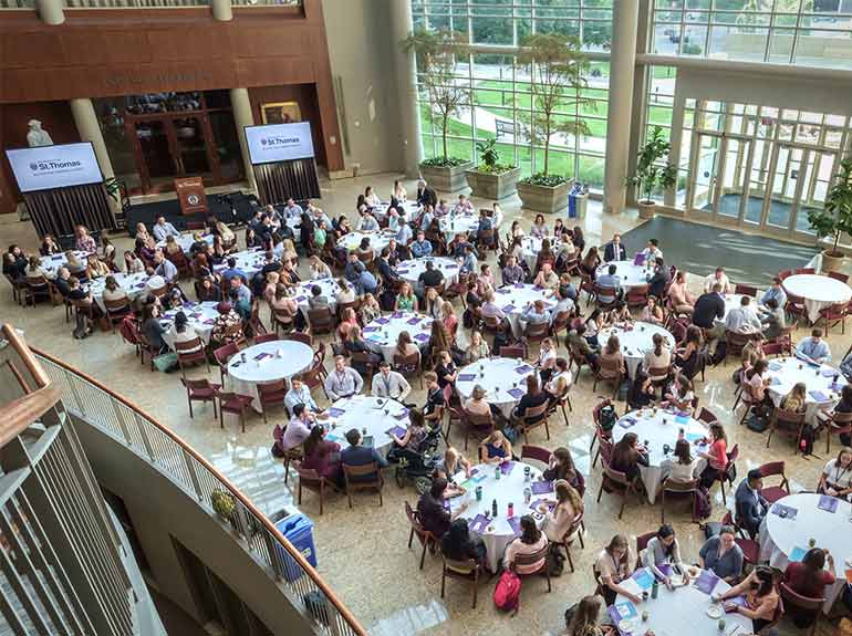 A large lunch event is held at the Minneapolis campus.